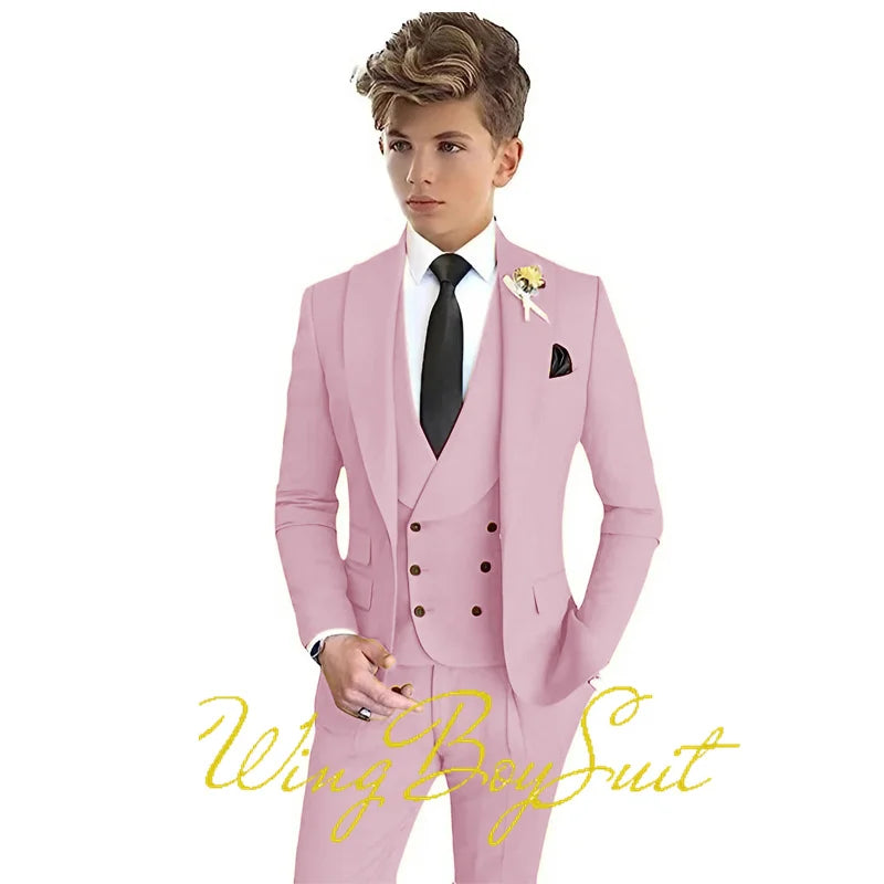Formal Boys Suit Party Wedding Tuxedo Classic Design Kids Stage Jacket Pants Vest 3 Piece Set Teen Blazer