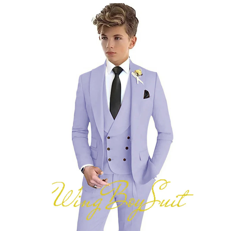 Formal Boys Suit Party Wedding Tuxedo Classic Design Kids Stage Jacket Pants Vest 3 Piece Set Teen Blazer