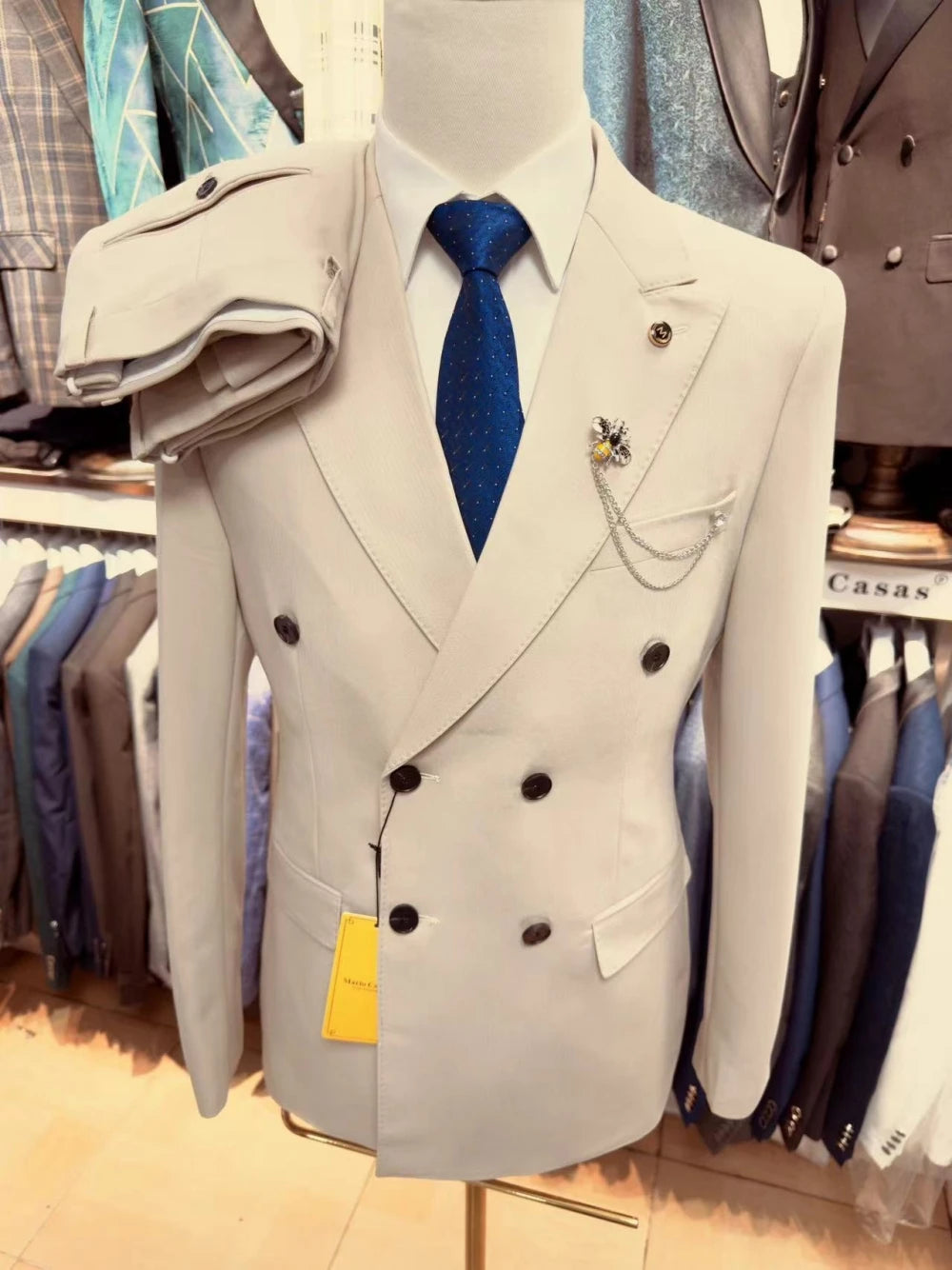 Classic 2-pieces Peak Lapel Men Suit Smooth Business Tuxedo In Stock Set Decent Party Daily High Quality Simple Groom Wear