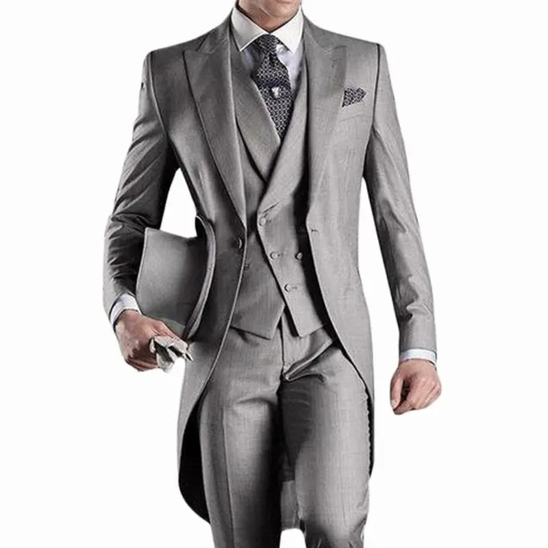 Latest Formal Wedding Men Suits Long Blazer 3 Piece Groom Tuxedo Classic Prom Party Male Suit Fashion Set Jacket with Pants Vest
