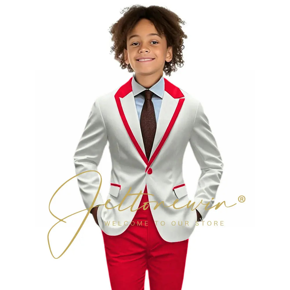 Suit for Boys Wedding Tuxedo 2-piece Kids Blazer Colorblock Design Suit 2-16 years old Custom Outfit