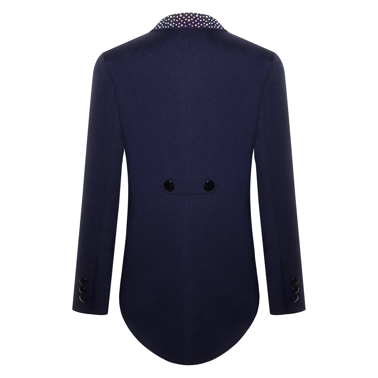 Elegant Boys Tuxedo Tailcoat Lapel Rhinestone Long Sleeve Open Front Blazer Outerwear Jacket Gentleman Formal Party Wedding Suit