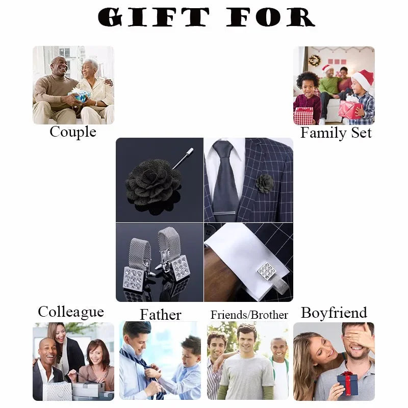 Classic design black bow tie and cufflinks and Studs set, men's silk tuxedo bow tie,for Father's Day,Anniversary and Bussiness.