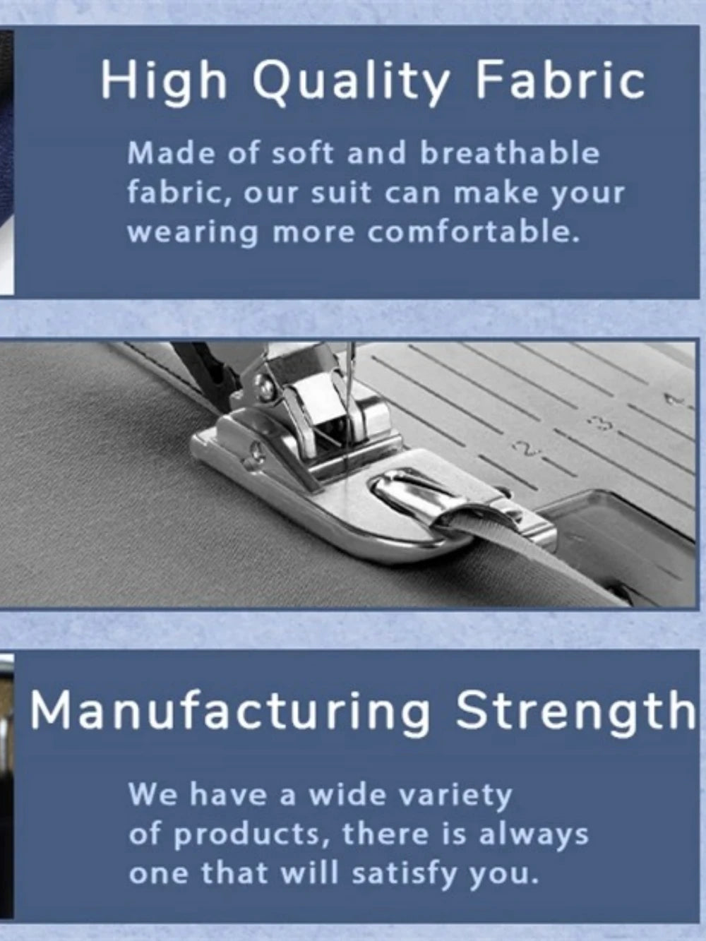 Classic Formal Men's Business Tuxedo 3 Pieces Blazer Vest Pants Classy Blue Suit Set For Men Wedding Party Guest Outfit