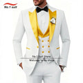 Wedding Tuxedo for Mens 3 Piece Suits Slim Fit Men Tuxedos Double-Breasted Prom Peaked Lapel Men Suits