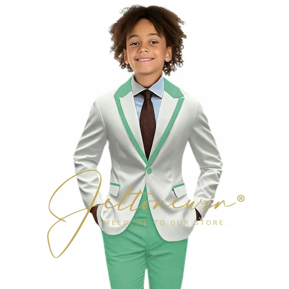 Suit for Boys Wedding Tuxedo 2-piece Kids Blazer Colorblock Design Suit 2-16 years old Custom Outfit