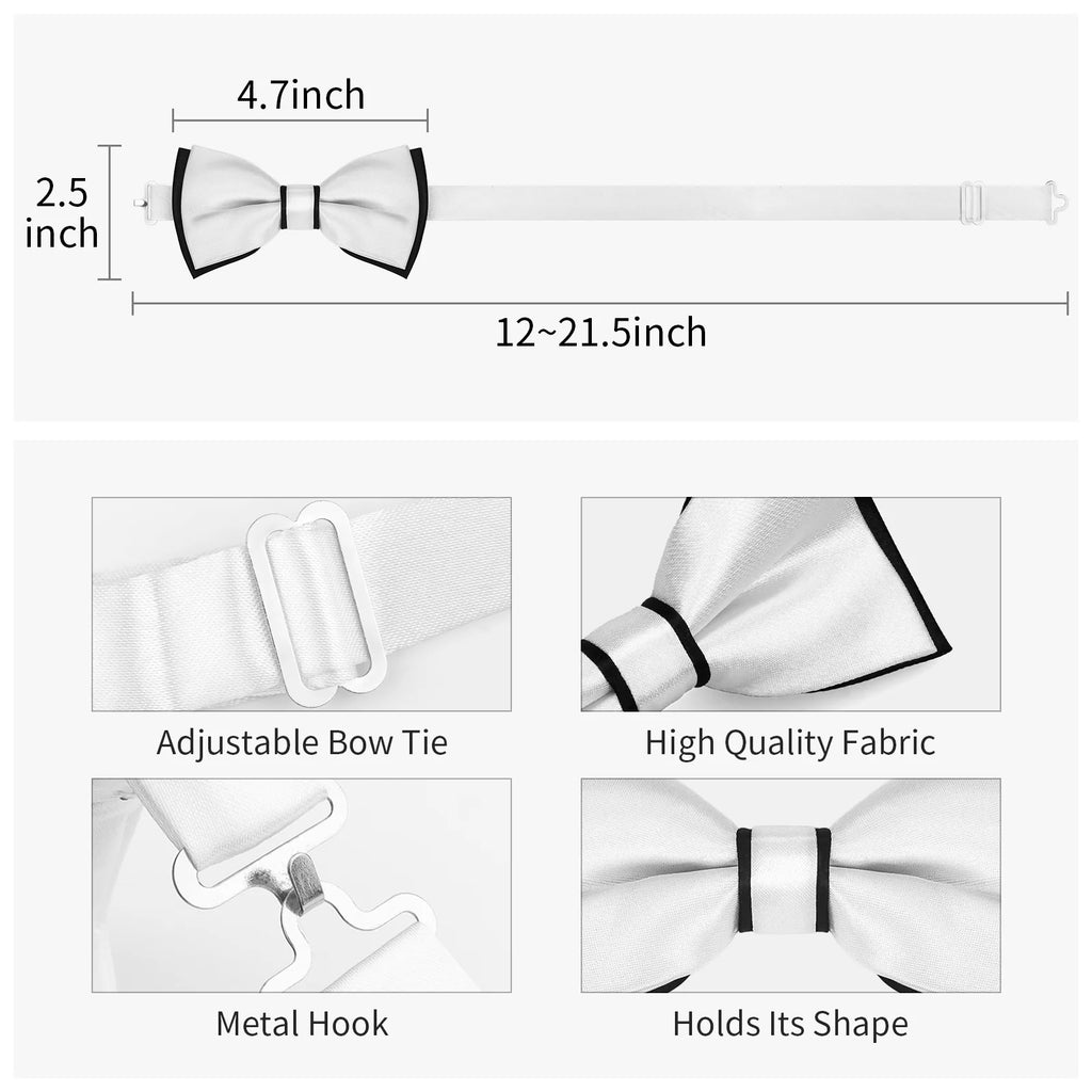 Classic design black bow tie and cufflinks and Studs set, men's silk tuxedo bow tie,for Father's Day,Anniversary and Bussiness.