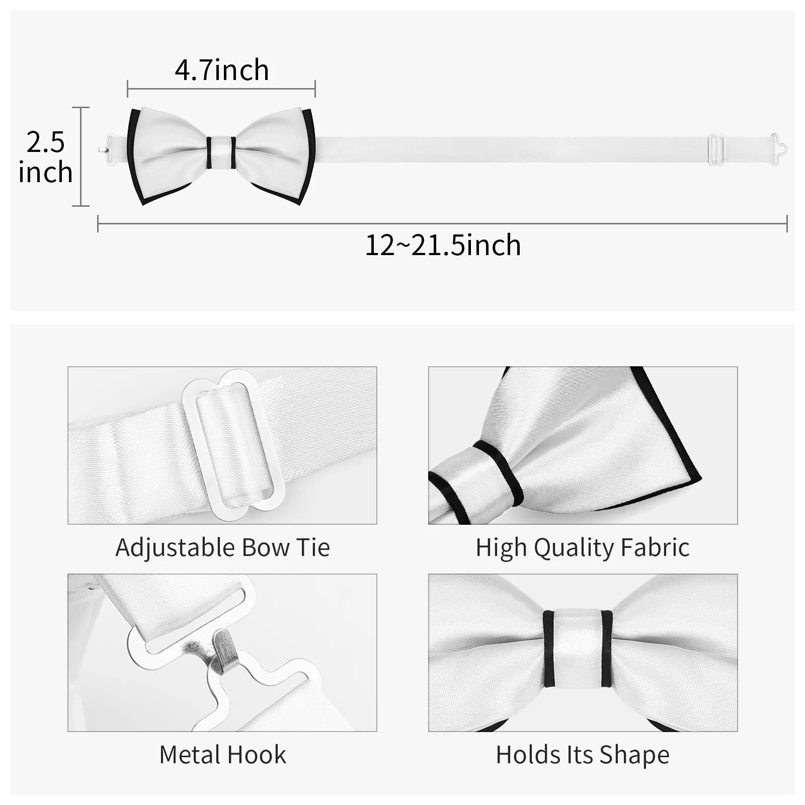 Classic design black bow tie and cufflinks and Studs set, men's silk tuxedo bow tie,for Father's Day,Anniversary and Bussiness.