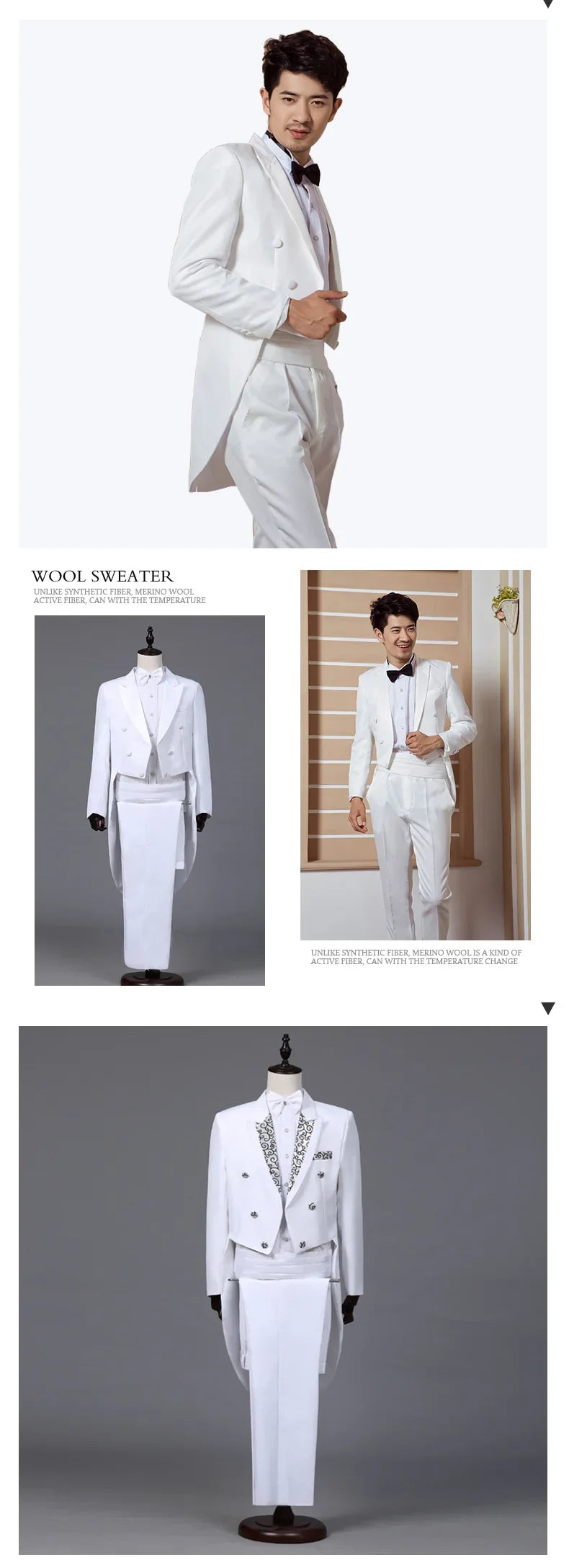 Men's Tuxedo Suits Set Classic Formal Tailcoat Tuxedo 2 Pcs Sets Women Fashion Party Wedding Prom Clothing Male (Jacket+Pants)